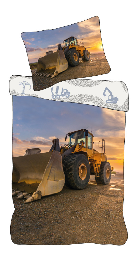 Construction Sunset Loader bedding cover 140x200cm, 70x90 cm – tootepilt