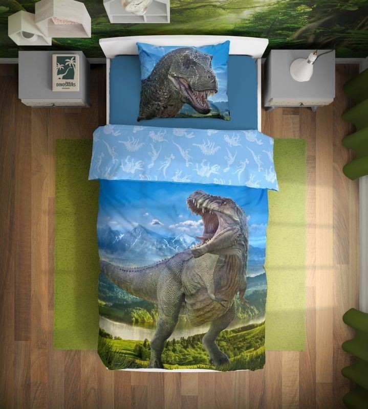 Dinosaur T-Rex voodipesukomplekt 140x200cm, 70x90 cm – detailvaade 2