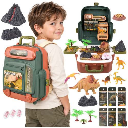 Dinosauruste mängukomplekt seljakotis, 5 figuuri