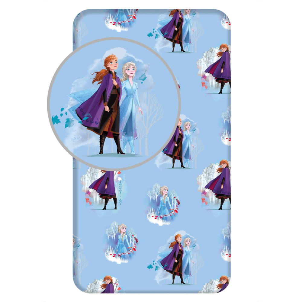 Disney Frozen Blue Leaves kummiga voodilina 90*200 cm – tootepilt