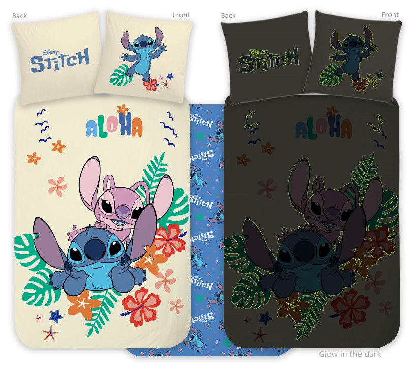Disney Lilo and Stitch Aloha glow-in-the-dark children's voodipesukomplekt 100x135cm, 40x60cm – tootepilt