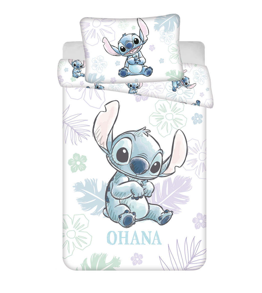 Disney Lilo and Stitch Ohana White Children's voodipesukomplekt 100x135 cm, 40x60 cm – tootepilt