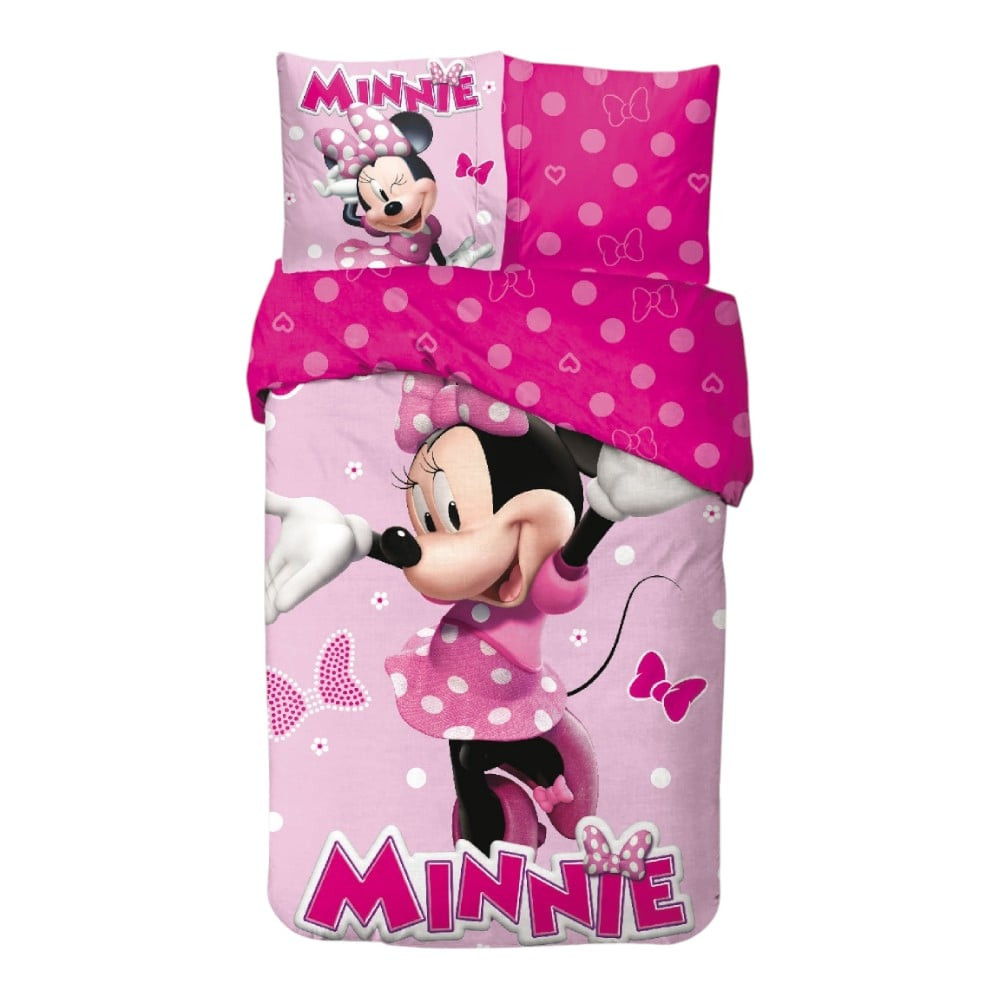 Disney Minnie Pink Polka Bow voodipesukomplekt 140x200cm, 65x65 cm – tootepilt