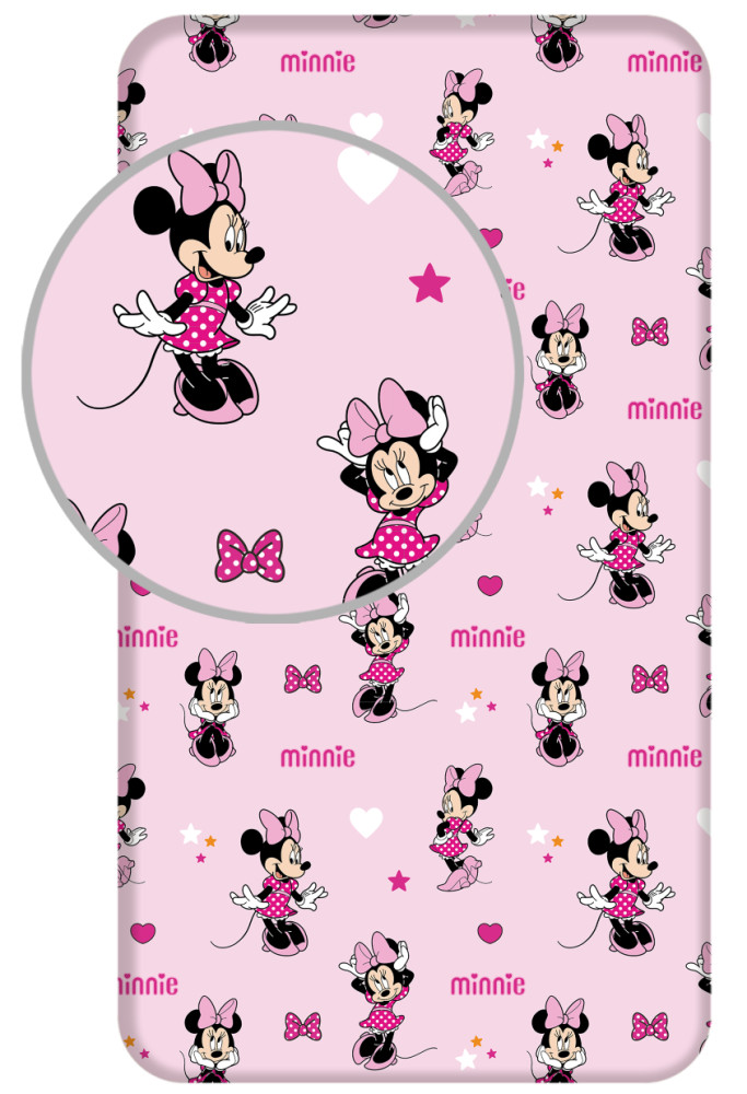 Disney Minnie Pretty in Pink kummiga voodilina 90x200 cm – tootepilt