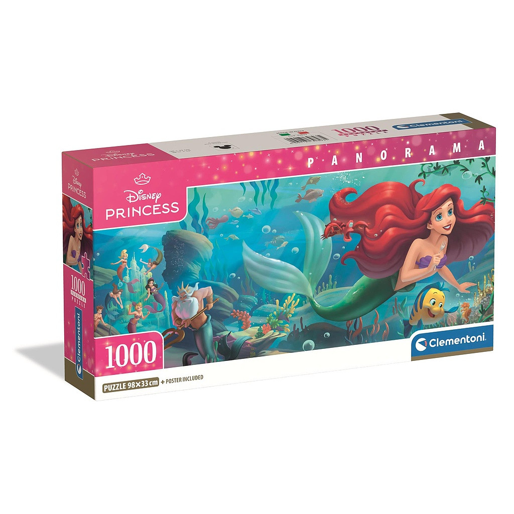 Disney Princess Ariel 1000-osaline Panorama Compact pusle Clementoni – tootepilt