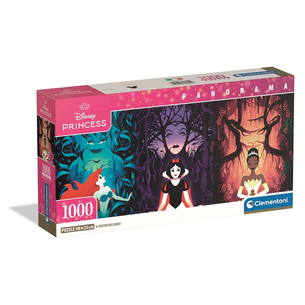 Disney Princess Destinies Villains 1000-osaline panorama Compact pusle Clementoni – tootepilt