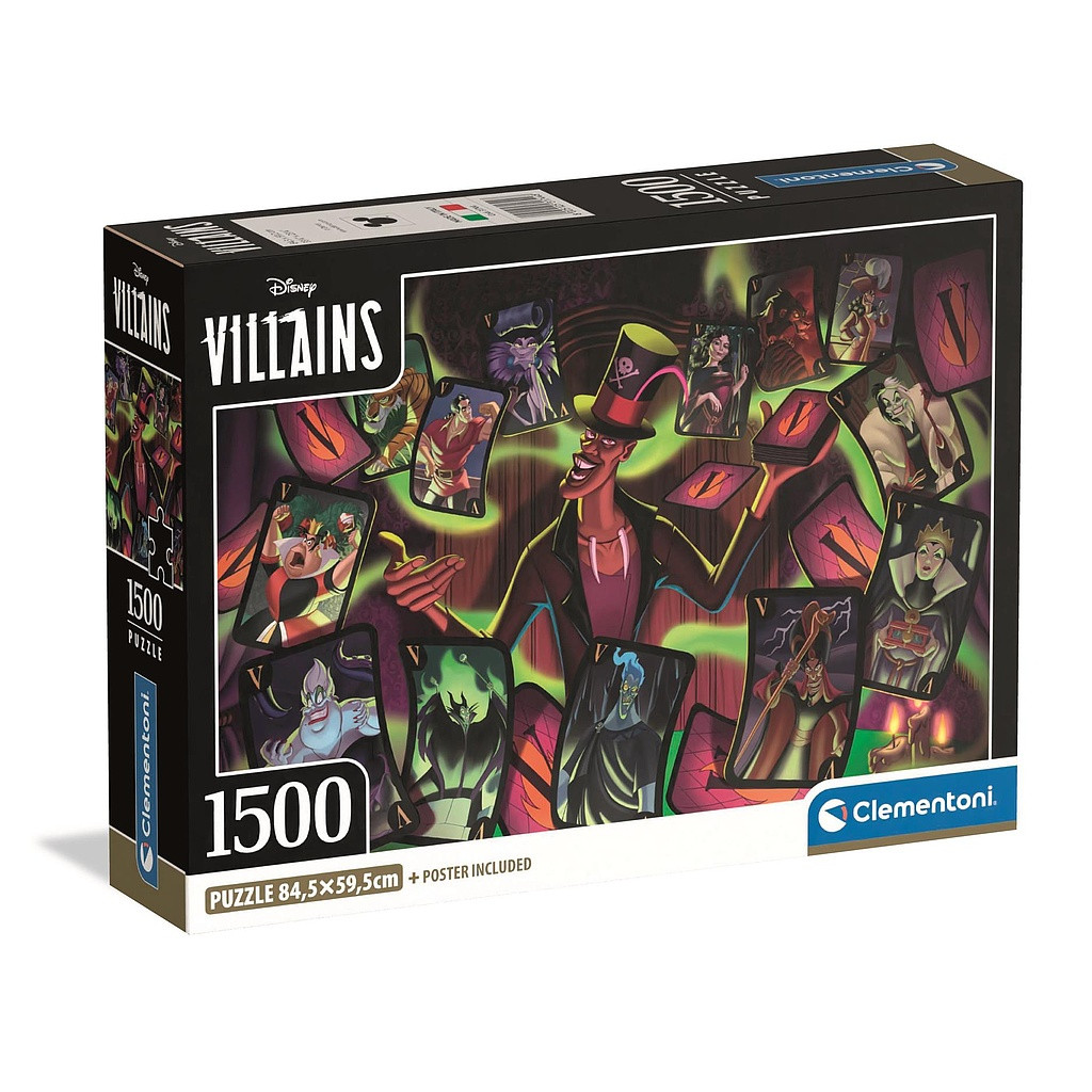 Disney Villains Cards 1500-osaline Compact pusle Clementoni – tootepilt