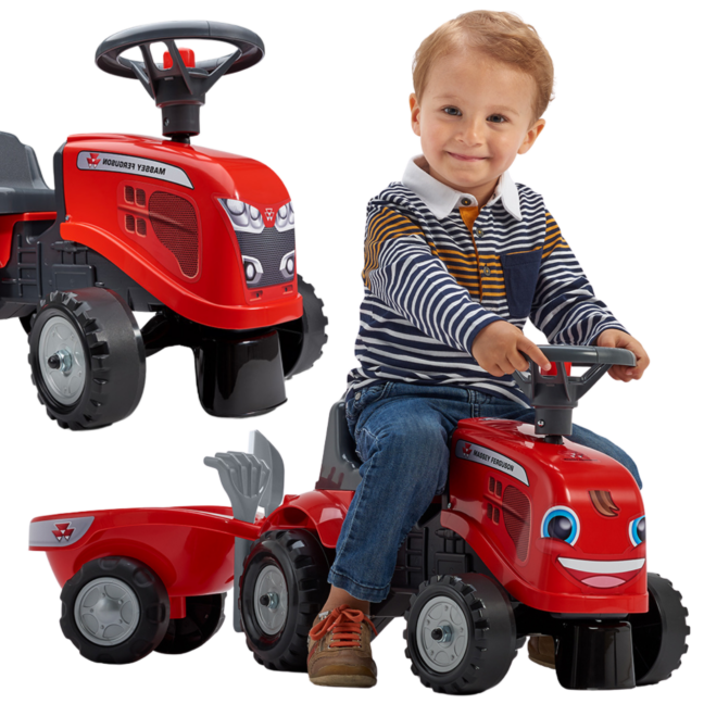 falk beebi massey ferguson – FALK beebi Massey Ferguson punane traktor haagisega + tarvikud. 1 aasta