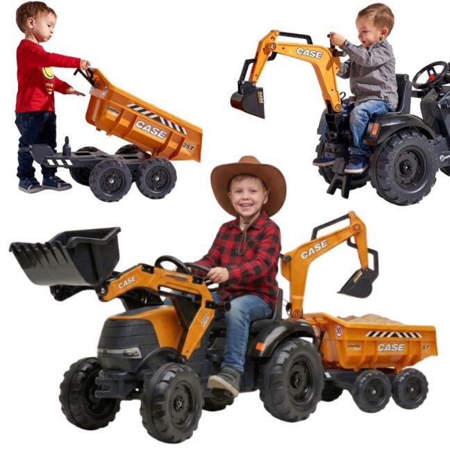 falk karp ih ekskavaator – FALK karp IH ekskavaator traktor Orange haagisega, Movable ämber lastele 3-7 aastat