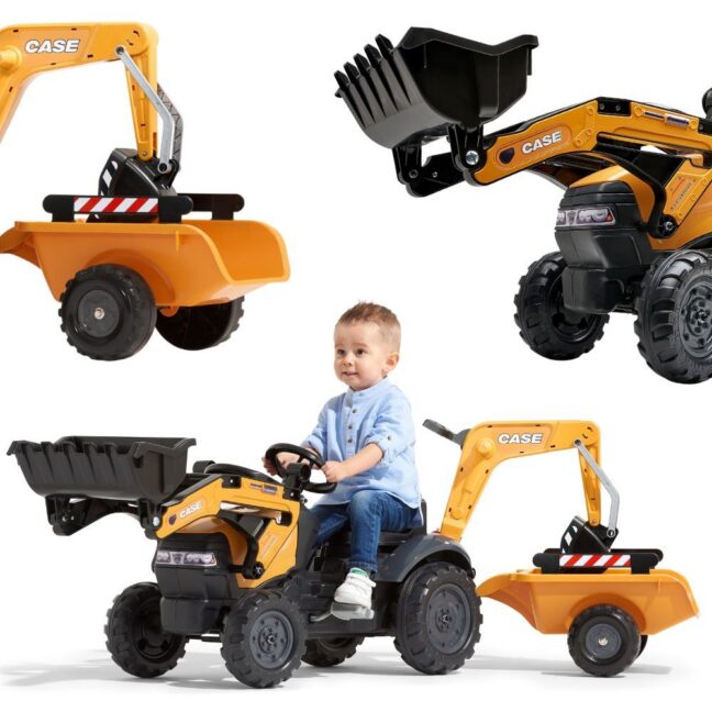 falk karp pedaalidega 967N – FALK karp pedaalidega traktor koos ekskavaator ämber ja haagis 2-5 aastat (967N)