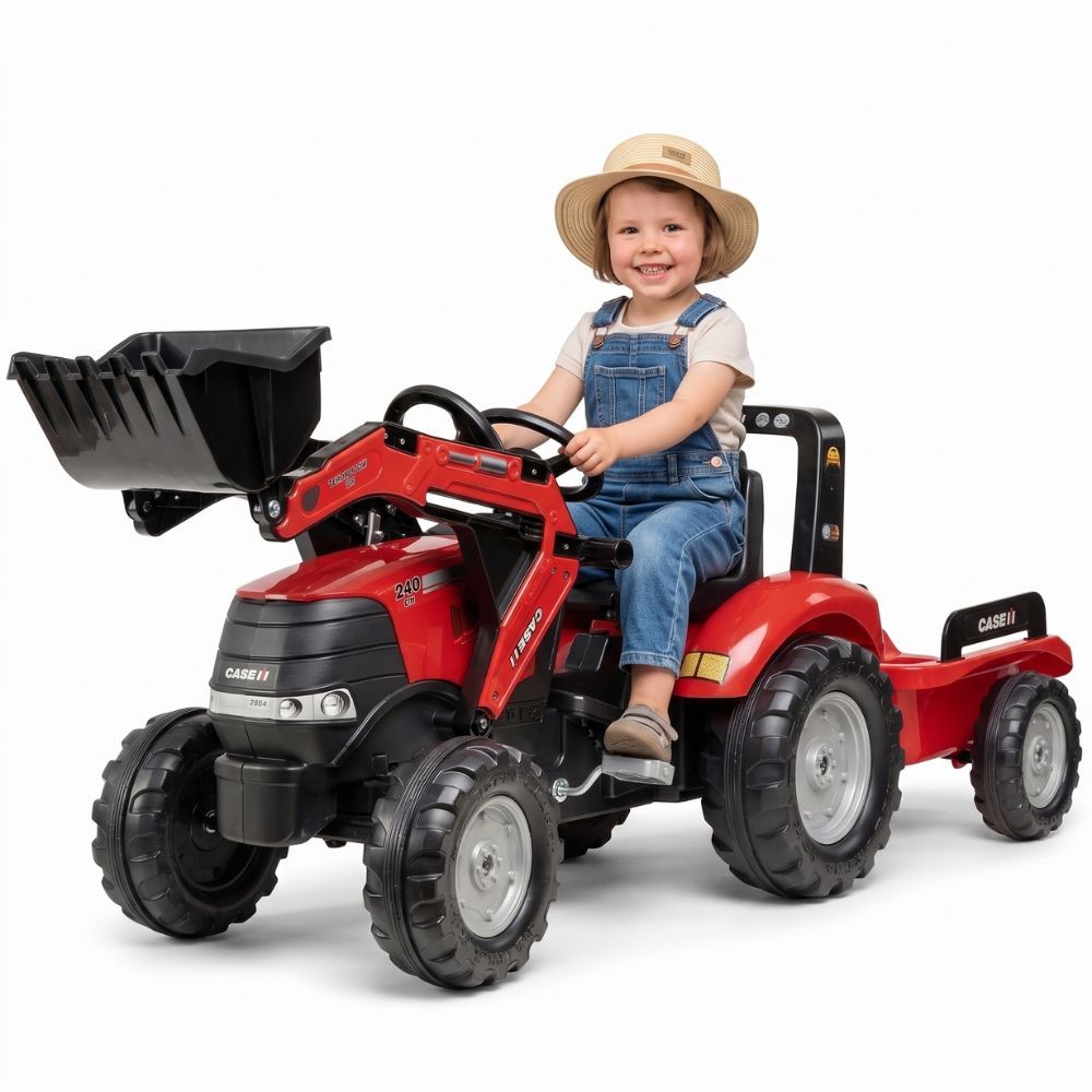 falk karp pedaalidega traktor – FALK karp pedaalidega traktor kopaga ja haagis punane alates 3. eluaastast