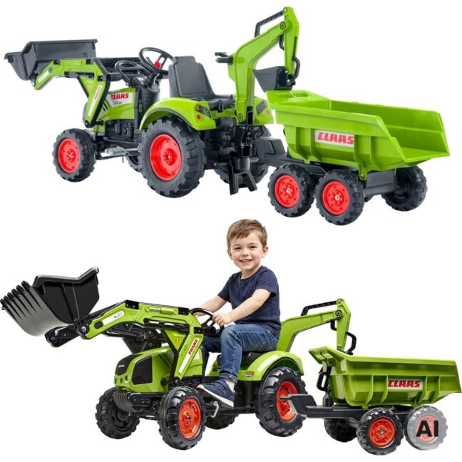 falk claas axos pedaalidega – FALK Claas Axos 330 pedaalidega traktor koos ekskavaator ja haagis 3-7 aastat