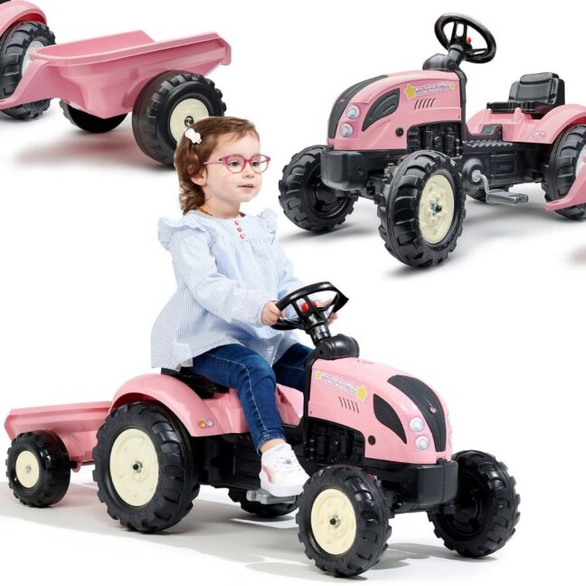 falk country täht roosa – FALK Country täht roosa pedaalidega traktor + haagis ja Horn 2-5 aastat.
