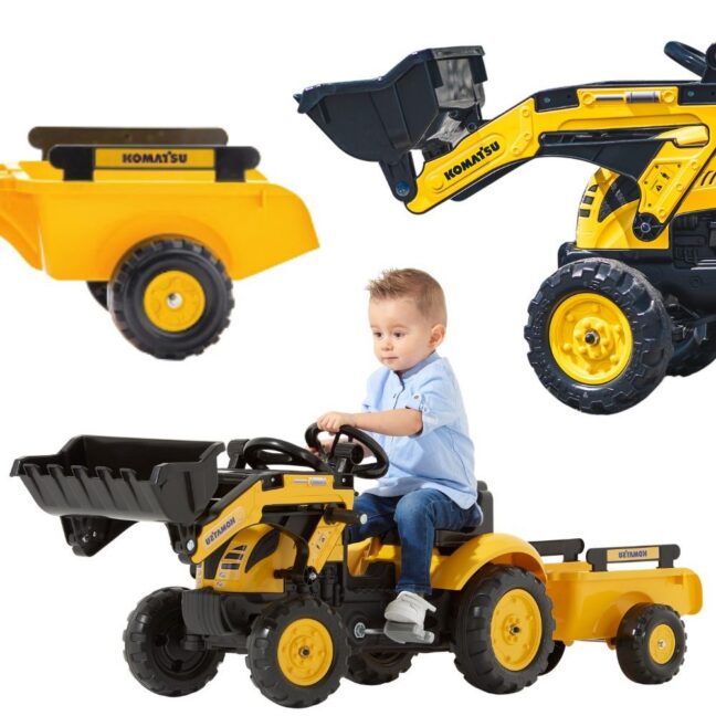 falk komatsu pedaalidega 2076M – FALK Komatsu pedaalidega traktor ekskavaator haagisega ja ämber 2-5 aastat (2076M)