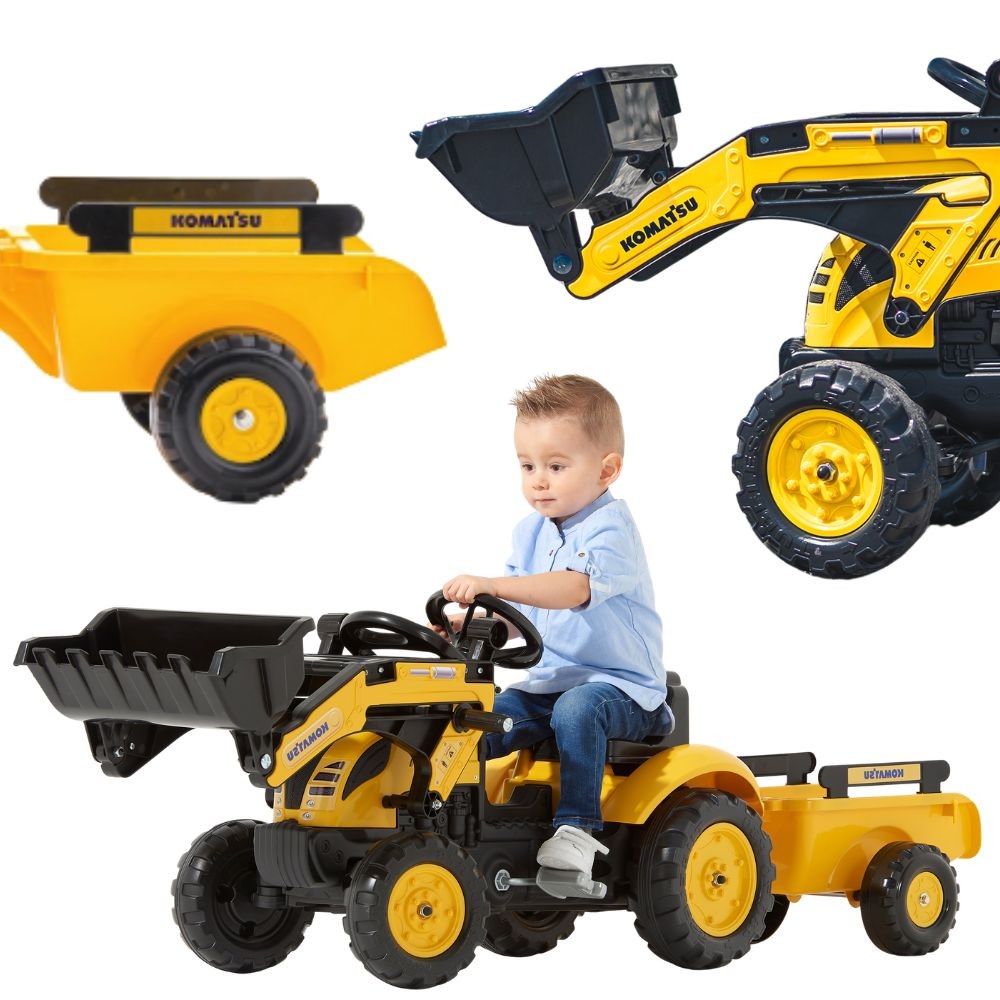 falk komatsu pedaalidega 2076M – FALK Komatsu pedaalidega traktor ekskavaator haagisega ja ämber 2-5 aastat (2076M)