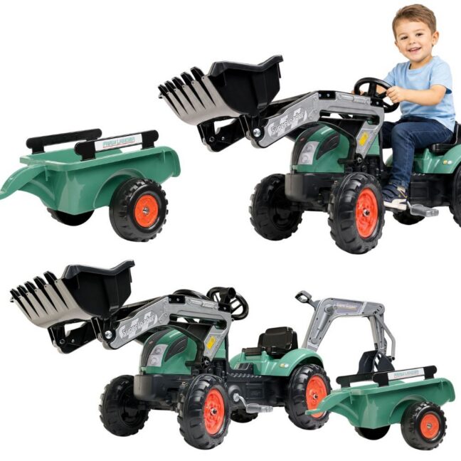 falk pedaalidega traktor haagisega – Falk pedaalidega traktor haagisega, laadur ja ekskavaator suur komplekt