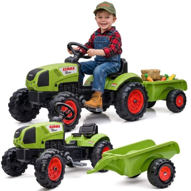 falk roheline claas pedaalidega – FALK roheline Claas pedaalidega traktor haagisega + Horn 2 aastat Old.