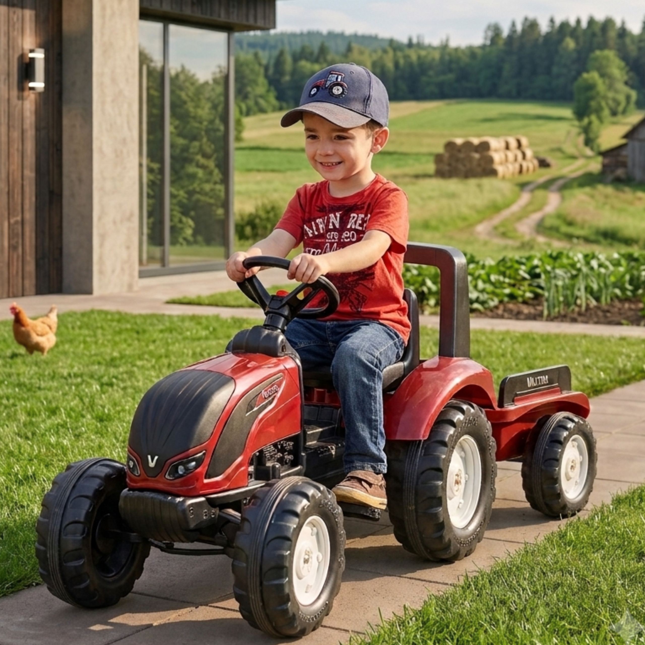falk valtra s4 burgundy – detailvaade