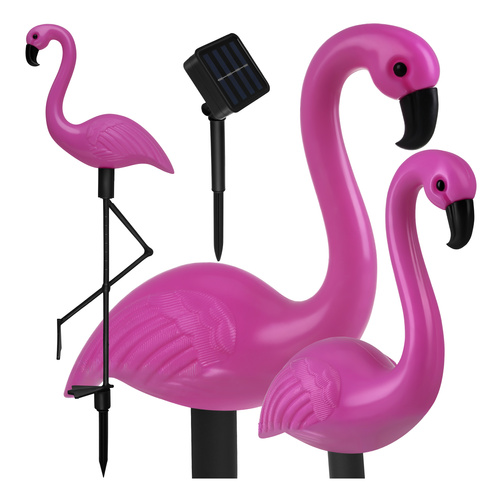 Flamingokujulised päikesepatareiga aiavalgustid, 3 tk
