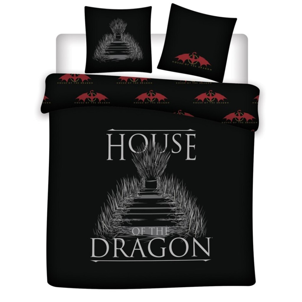 Game of Thrones House of the Dragon double, king-size tekikott 240x220cm, 63x63 cm mikrokiud – tootepilt
