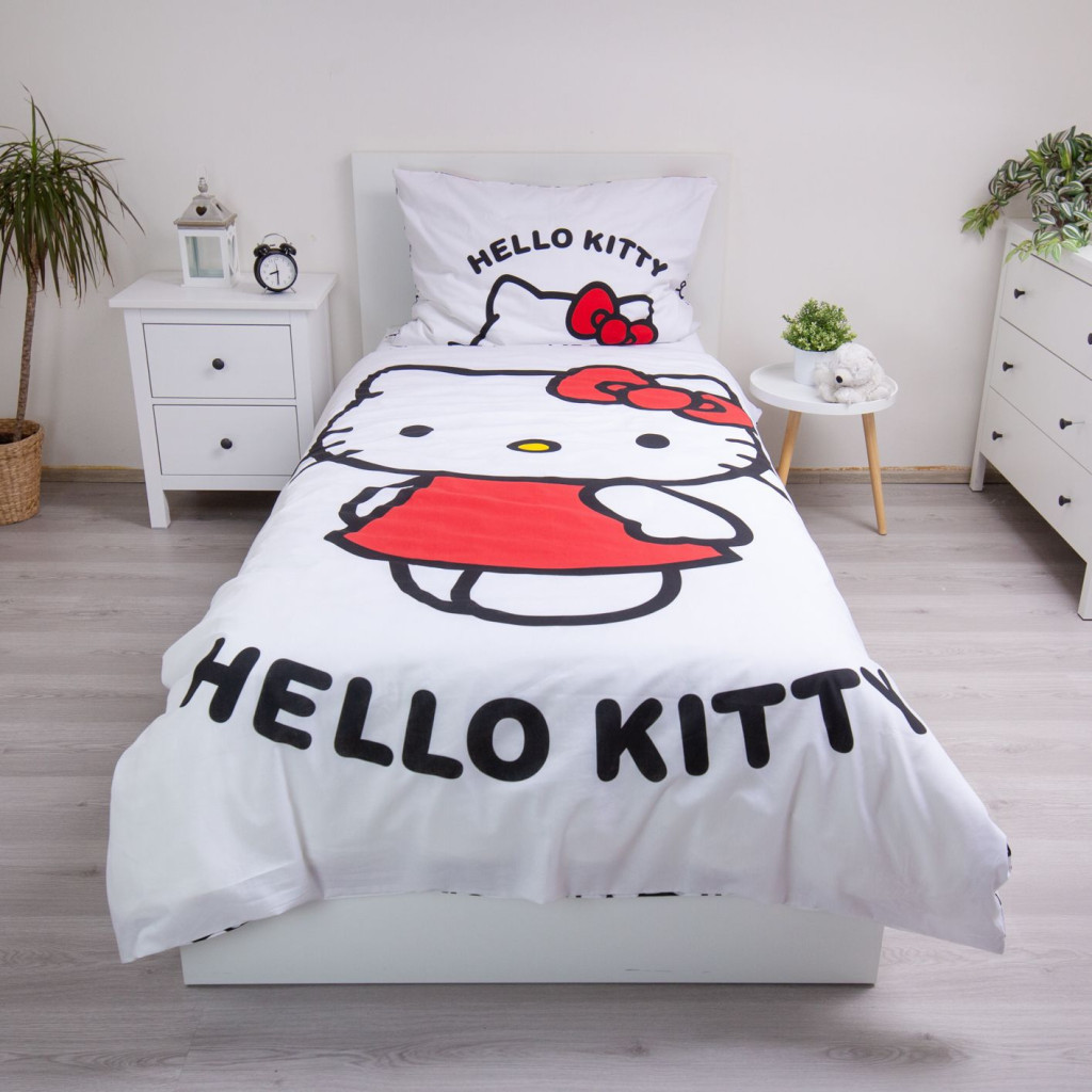 Hello Kitty White bedding cover 140x200cm, 70x90 cm – detailvaade 2