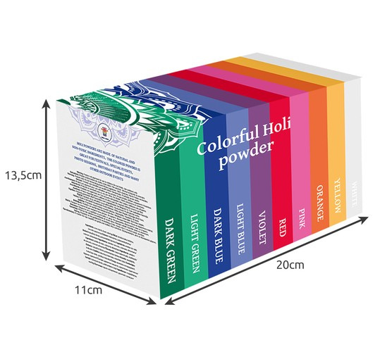 Holi värvipulbri komplekt, 10 × 100 g