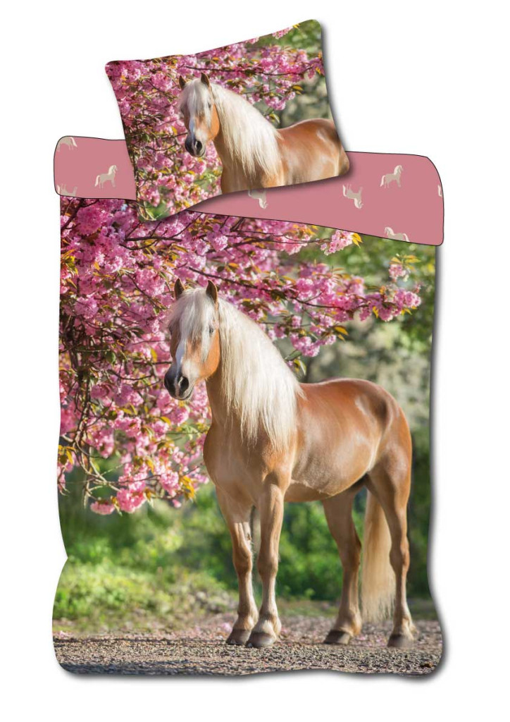 Horses Cherry Blossom children's voodipesukomplekt 100x135cm, 40x60cm – tootepilt