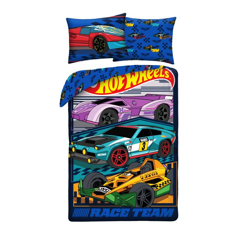 Hot Wheels Race Team mikrokiust voodipesukomplekt 140×200 cm, 70x90 cm – tootepilt