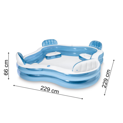 Intex 56475NP täispuhutav bassein nelja seljatoega istmega, 229 × 229 × 66 cm, 882 l