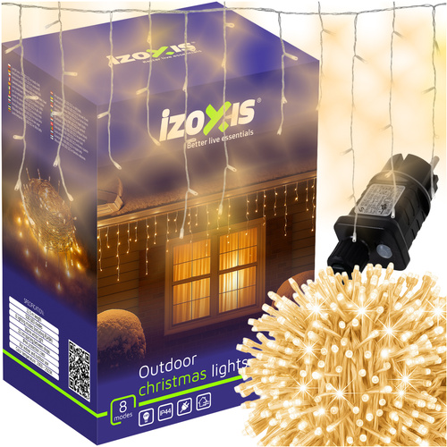 IZOXIS 500 LED-iga soe valge jääpurikavalguskett 22,5 m, IP44 ja 8 režiimi.