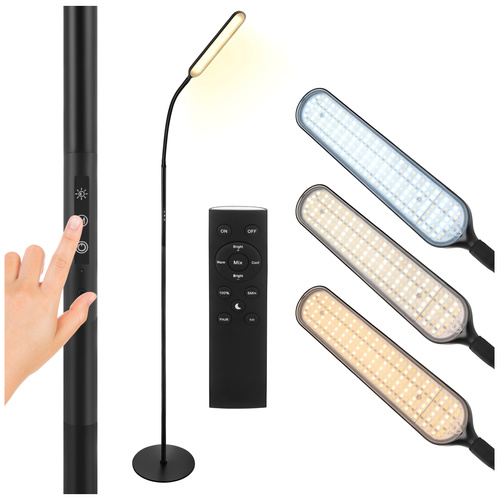 Izoxis LED-põrandalamp, 180 cm, must, puldi ja taimeriga