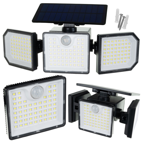Izoxis päikesepaneeliga aiavalgusti, 167 LED-i, 500 lm, andurite ja puldiga