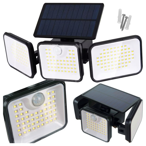 Izoxis päikesepaneeliga välisvalgusti, 180 LED-i, liikumis- ja hämarusandur, IP65