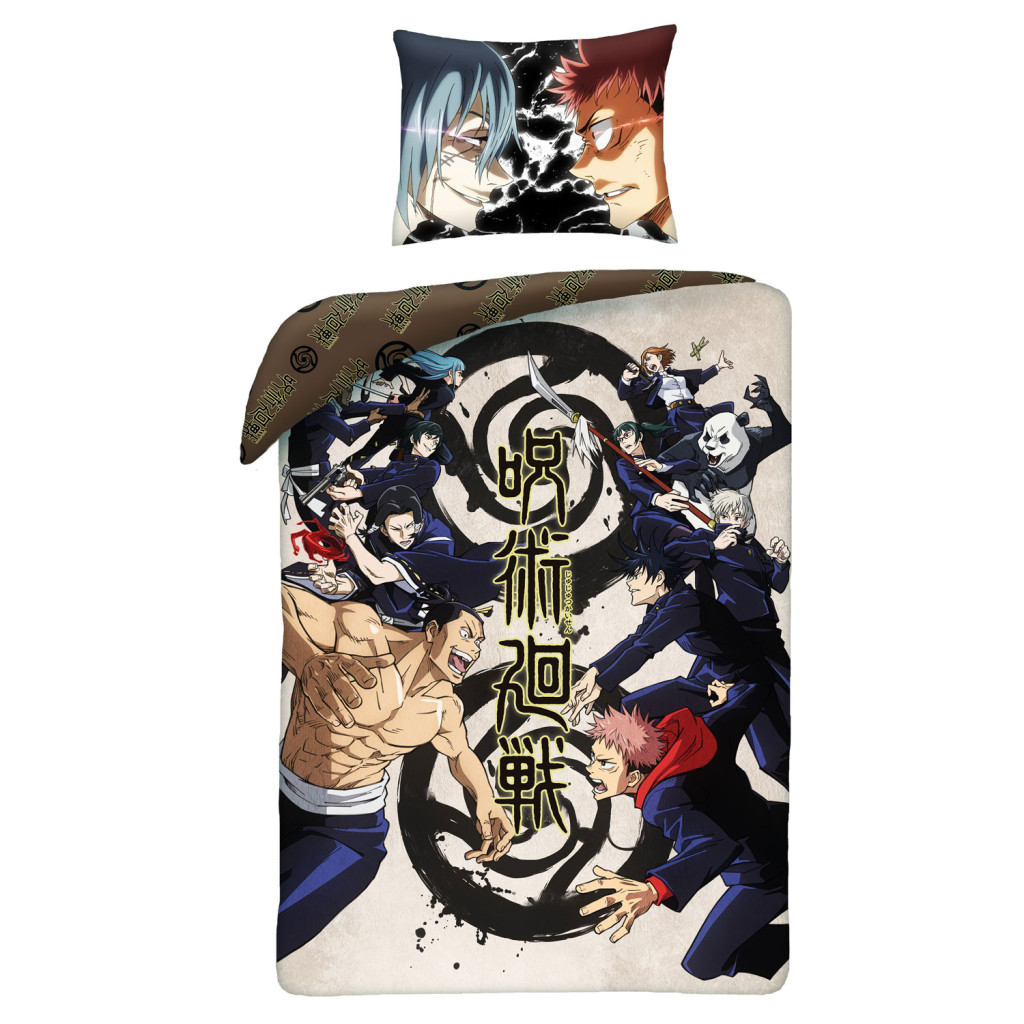 Jujutsu Kaisen Battle bedding cover 140×200cm, 65x65 cm mikrokiud – tootepilt