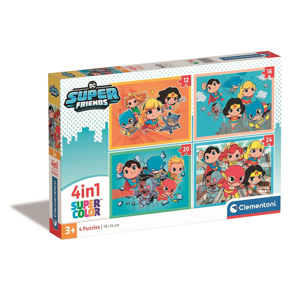 Jusice League Mini-mates DC Super Hero 4-in-1 puslekomplekt Clementoni – tootepilt