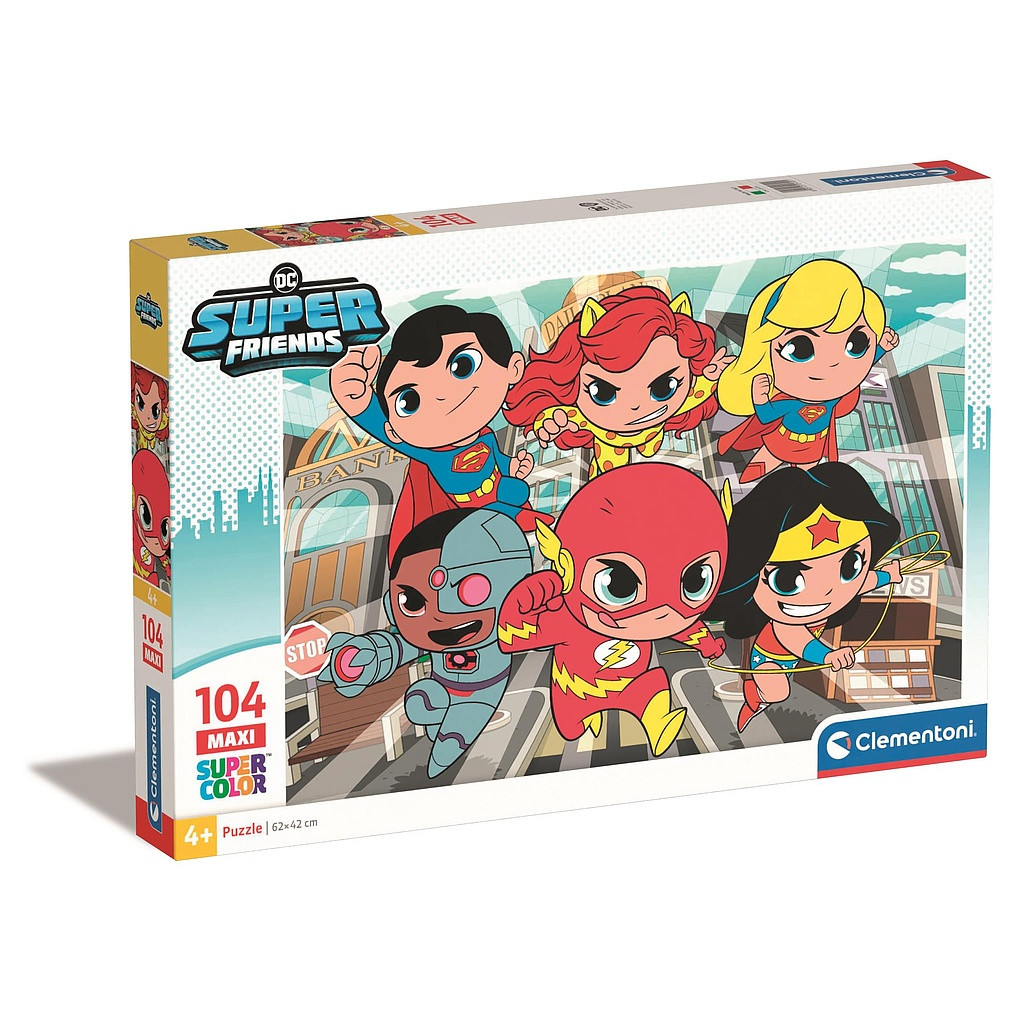 Jusice League Tiny DC Super Hero 104-osaline maxi pusle Clementoni – tootepilt