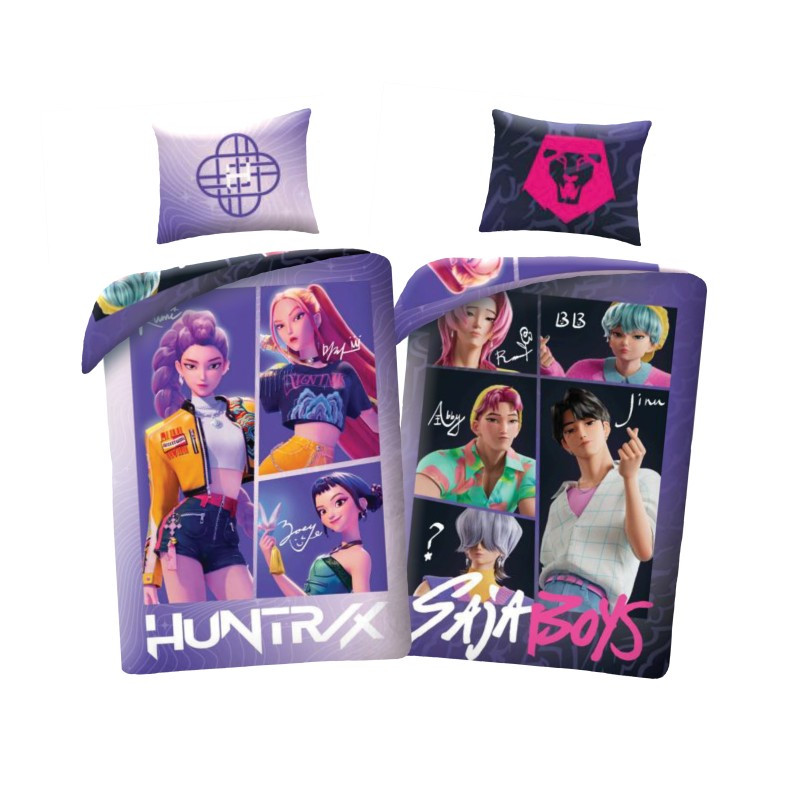 K-pop Demon Hunters Saja Boys kahepoolne voodipesukomplekt 140×200cm, 70x90 cm mikrokiud – tootepilt