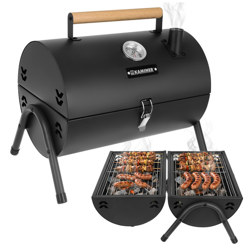 Kaminer kaanega söegrill, kaks resti ja termomeeter