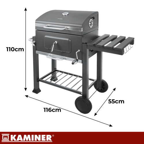 Kaminer söegrill malmresti, kaane, tuhakoguri ja termomeetriga