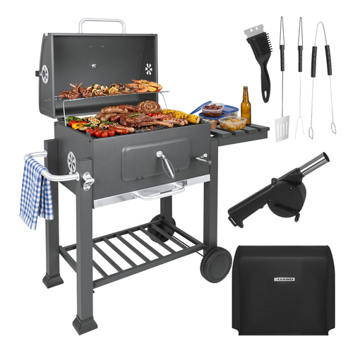Kaminer söegrill malmresti, kaane, tuhakoguri ja termomeetriga