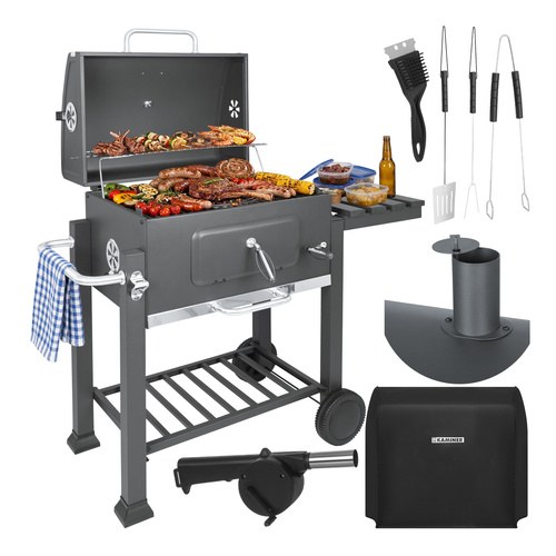 Kaminer söegrill malmresti, korstna, kaane ja termomeetriga