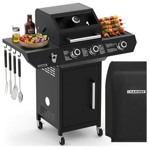 Kaminer Varen 3.0 Black gaasigrill, 2+1 põletit, 10 kW, kaitsekate ja küpsetusvarras