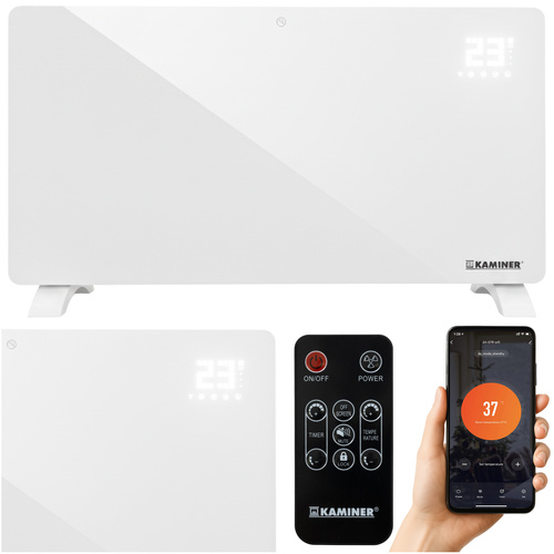 KAMINER ZELVA klaaspaneeliga elektriradiaator 2300–2500 W, WiFi ja puldiga.