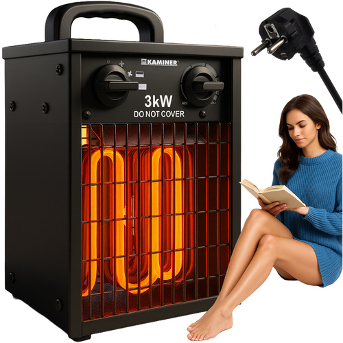 Kamineri 3000 W elektriline soojapuhur termostaadiga.