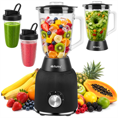 Klaaskannuga blender jää purustamiseks ja smuutidele, 1200 W, kahe kaasavõetava topsiga