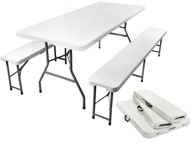 Kokkupandav aialaud kahe pingiga – 180 cm