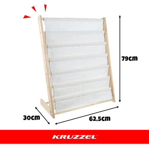 Kruzzel laste raamaturiiul, 6 kangast riiulit, 79 × 62,5 × 30 cm