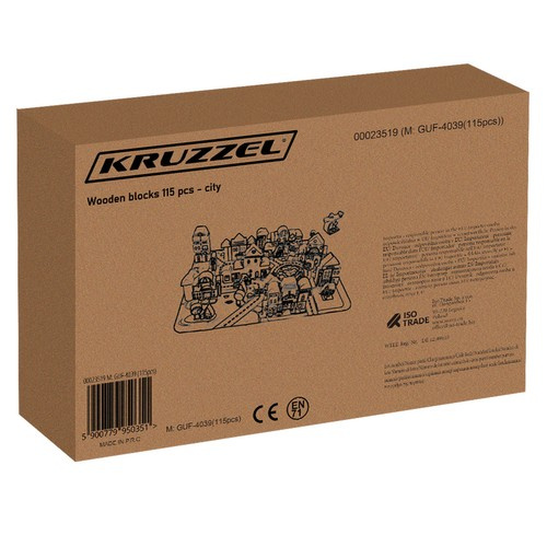 Kruzzel puidust klotsilinn puslematiga, 115 klotsi