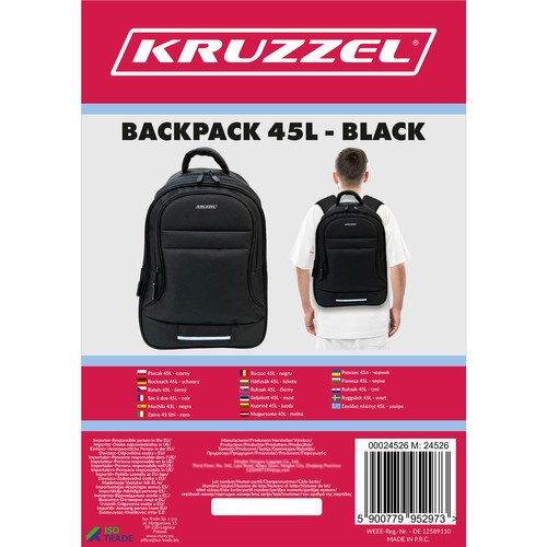 Kruzzel seljakott 24526, 45 l, must