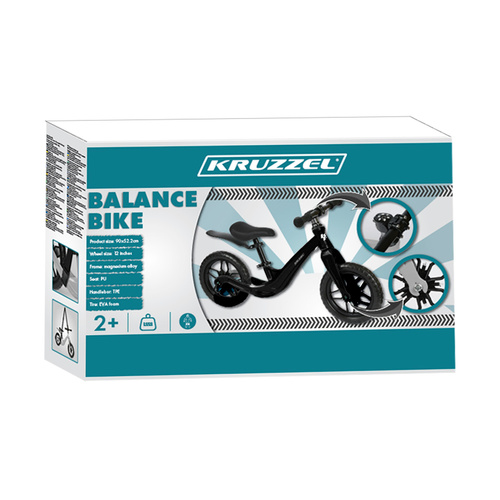 KRUZZELi 12-tolliste ratastega jooksuratas alates 2. eluaastast, must